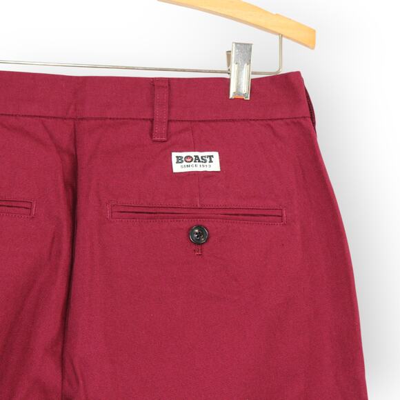 BOAST USA Mens 30x32 Patch Canvas Chino Pant Burgundy Wine Cotton Flat NWT - Picture 5 of 10